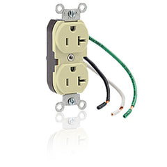 Leviton 5340 Side Wired 20A 125V Duplex Receptacle with Pigtail Leads