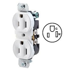 Leviton 5320-4 Duplex Receptacle, Less Plaster Ears, All Screws Backed Out