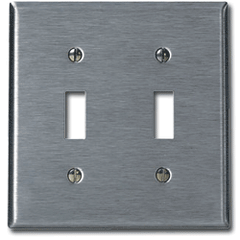 Leviton 84109-40 2-Gang 2-Toggle Oversized Steel Faceplate