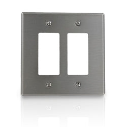 Leviton SO262 Oversized 302 Stainless Steel Wallplate 2-Gang 2-Decora