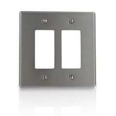 Leviton SO262 Oversized 302 Stainless Steel Wallplate 2-Gang 2-Decora