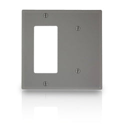 Leviton 80708 Commercial Grade Nylon Wallplates 2-Gang 1-Blank 1-Decora