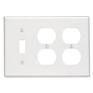 Leviton 80747 3-Gang 1-Toggle 2-Duplex Device Combination Wallplate