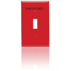 Leviton 80701-RE Red Stamped "Emergency" Wallplate 1-Toggle