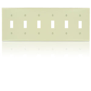 Leviton 86036 Standard Size 6-Gang Toggle Switch Wallplate