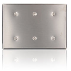 Leviton 84035-40 Commercial Grade Standard Size 3-Gang Blank Plate - Strap Mount
