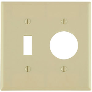 Leviton 88007 2-Gang 1-Toggle 1-Single 1.406" dia. Hole, Device Combination Wallplate