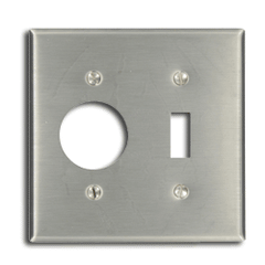 Leviton 84007 2-Gang 1-Toggle 1-Single 1.406" dia. Hole, Device Combination Wallplate