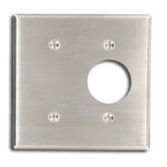 Leviton 84085-40 2-Gang 1-Blank1-Single 1.406" Dia. Strap Mount Device Combination Wallplate