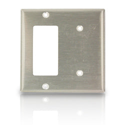 Leviton S1426-N 2-Gang 1-Blank 1-Decora Device Combination Wallplate Stainless Steel