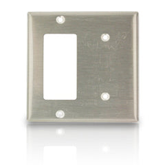Leviton S1426-N 2-Gang 1-Blank 1-Decora Device Combination Wallplate Stainless Steel