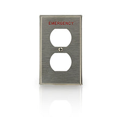 Leviton 84003-E40 1-Gang Duplex Device Engraved Emergency Receptacle Wallplate