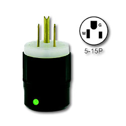 Leviton 5266-PLB Lighted Straight Blade Plug 15Amp 125V 2-Pole, 3-Wire Grounding
