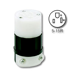 Leviton 5269-C Straight Blade Connector 15Amp 125V 2-Pole, 3-Wire Grounding