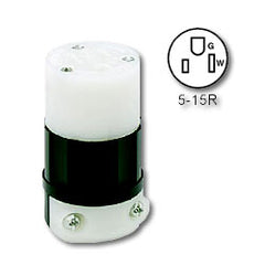 Leviton 5269-PLC Lighted Black Nylon Connector 15Amp 125V 2-Pole, 3-Wire Grounding