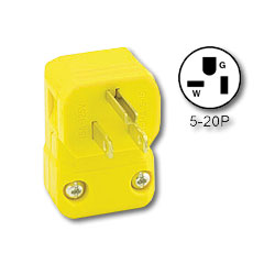 Leviton 5356-VA 20Amp 125V Industrial Grade NEMA 5-20 Angle Plug