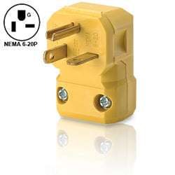 Leviton 5456-VA 20A 250V Industrial Grade NEMA 6-20 Angle Plug