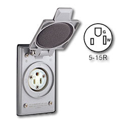 Leviton 5279-CWP 15A-125V Standard Wire Well NEMA 5-15 Receptacle