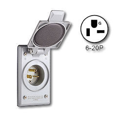 Leviton 5478-CWP 20A-250V Standard Wire Wells NEMA 6-20P Power Inlet