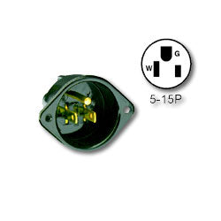Leviton 5239 15Amp 125V 2-Pole 3-Wire NEMA 5-15P Flanged Inlet Receptacle