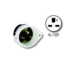 Leviton 5240 15Amp 250V 2-Pole 3-Wire NEMA 6-15P Flanged Inlet Receptacle