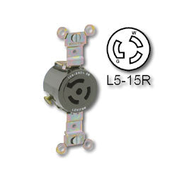 Leviton 4710 15 Amp 125V Single Locking Receptacle - Industrial Grade (Grounding)