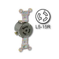 Leviton 4710 15 Amp 125V Single Locking Receptacle - Industrial Grade (Grounding)