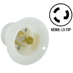 Leviton 4716-C 15 Amp 125 Volt Flanged Inlet Locking Receptacle - Industrial Grade (Grounding)