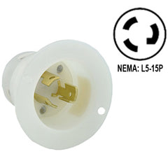 Leviton 4716-C 15 Amp 125 Volt Flanged Inlet Locking Receptacle - Industrial Grade (Grounding)