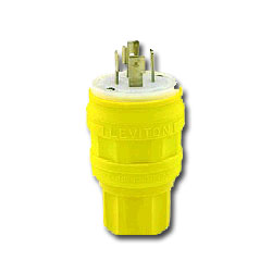 Leviton 28W82 Wetguard Locking Plug with High-Visibility Yellow