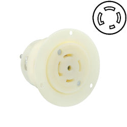 Leviton 2836 30 AMP 347/600V Locking Flanged Outlet with Grounding
