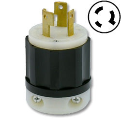 Leviton 2681 30 AMP 480V Non-Grounding Black Nylon Locking Plug