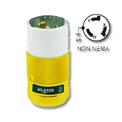 Leviton 6365-CR 50 AMP 125/250V Locking Plug, Yellow Nylon Body and Cord Clamp