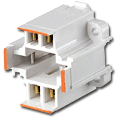 Leviton 26725-423 10mm Compact GE Lighting Double Biax 4-Pin Fluorescent Lampholder 18-20 Ga. Panel