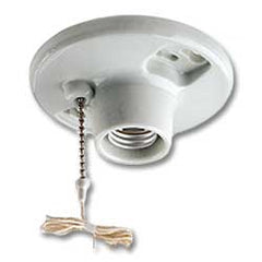 Leviton 29816-C Medium Base One-Piece Glazed Porcelain Outlet Box Mount Incandescent Lampholder