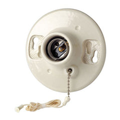 Leviton 49816-C Medium Base One-Piece Glazed Porcelain Outlet Box Mount Incandescent Lampholder