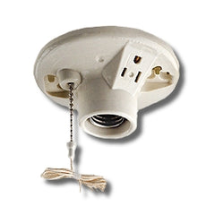 Leviton 9726-C Incandescent Lampholder - 660 Watt 125V Outlet 15 Amp-125V One-Piece Pull Chain Top Wired