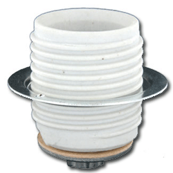 Leviton 20070-100 Porcelain Keyless Pipe Mount, 2-1/4 Inch Adjustable Retaining Ring