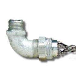 Leviton L7778 Single/ Double Weave Deluxe Cord Grip, NPT Size 1-1/4", 90-Degree Angle Male