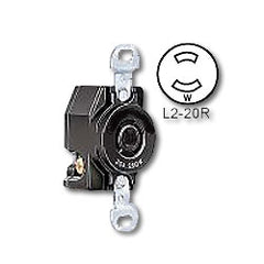 Leviton 7210-B 20 Amp Flush Mtg Locking Receptacle (Non-Grounding)