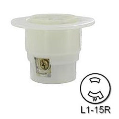 Leviton 7526-C 15 Amp 125V Locking Flanged Outlet - Industrial Grade (Grounding)