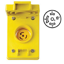 Leviton 67W81 20 Amp Wetguard Flush Mount Locking Receptacle with Cover - Industrial Grade 120/208 Volt 3 Phase (Grounding)