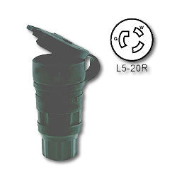 Leviton 27W47-B 20 Amp Black Wetguard Locking Connector with Cover - Industrial Grade 125 Volt (Grounding)