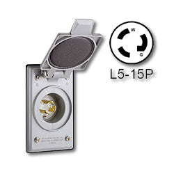 Leviton 4716-CWP 15 Amp 125V Power Inlet Locking Blade Receptacle - Industrial Grade (Self Grounding)