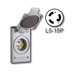 Leviton 4716-CWP 15 Amp 125V Power Inlet Locking Blade Receptacle - Industrial Grade (Self Grounding)
