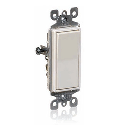 Leviton 5601-2 Decora 15 Amp Single-Pole Quiet Rocker Switch - Grounding