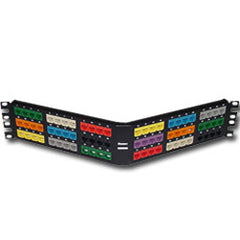 Panduit® CPPA72FMWBL 72 Port Angled High Density Flush Mount Patch Panel with Rear Mounted Faceplates