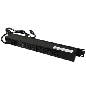 Legrand - Wiremold J06B0BX Rack Mount Plug-In Outlet Center® with Digital Ammeter Six 15 Amp Rear Outlets