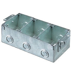 Hubbell B2483 3-Gang Rectangular Stamped Steel Flush Floor Box for Wooden Floors