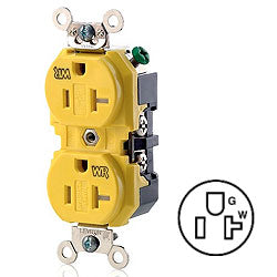 Leviton TWR20 Duplex Receptacle 20 Amp, 125 Volt, NEMA 5-20R